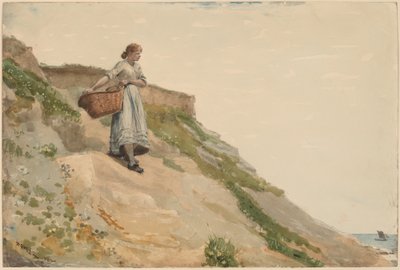 かごを運ぶ女の子 作： Winslow Homer
