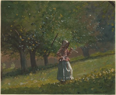 干し草の熊手を持つ少女 作： Winslow Homer