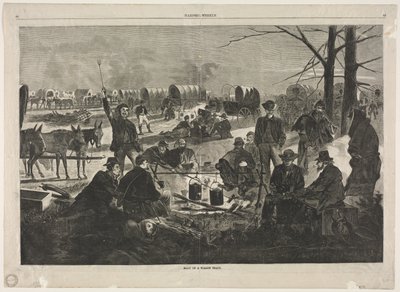 ワゴン列車の停止、1864年。 作： Winslow Homer