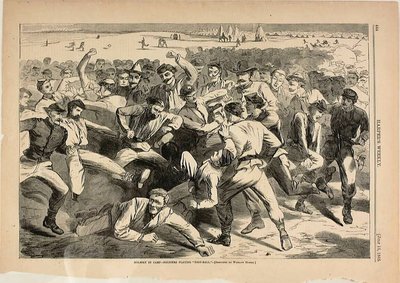 キャンプの休日-フットボールで遊ぶ兵士たち 作： Winslow Homer