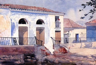 キューバのサンティアゴの家、1885年頃（板紙にトイレ） 作： Winslow Homer