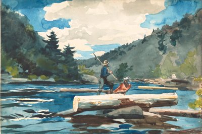 「ハドソン川」-伐採、1892年（白い織りの水彩紙に黒鉛の上に水彩画） 作： Winslow Homer