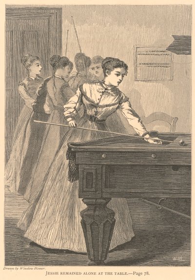 1868 年 7 月の『ギャラクシー』より、ジェシーは一人でテーブルに座っていた 作： Winslow Homer
