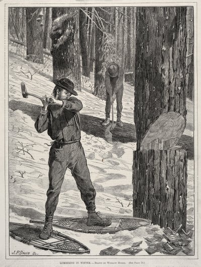 1871年冬の製材業。 作： Winslow Homer