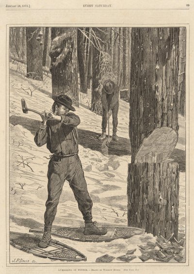 冬の製材 1871年1月28日毎週土曜日より 作： Winslow Homer