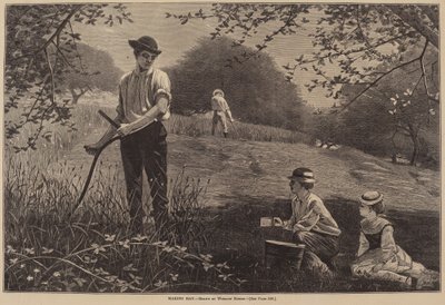 1872年に出版された「Making Hay」。 作： Winslow Homer