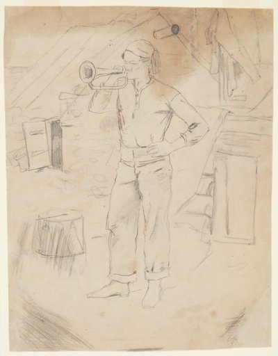 ズアーブの帽子をかぶった男 作： Winslow Homer