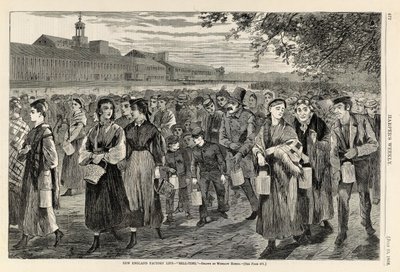 ニューイングランドの工場生活--『ベル・タイム』（『ハーパーズ・ウィークリー』1868年7月25日号より 作： Winslow Homer