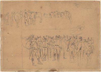役員と休息中の馬 作： Winslow Homer