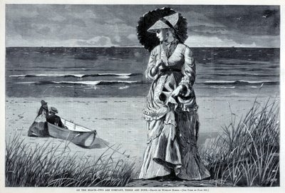 海辺で--二人は仲間、三人は誰もいない」『ハーパーズ・ウィークリー』1872年8月17日号より 作： Winslow Homer