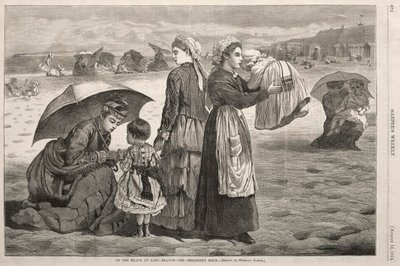 ロングブランチのビーチ-チルドレンズアワー、1874年。 作： Winslow Homer