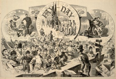 ポトマック陸軍の給料日（『ハーパーズ・ウィークリー』1863年2月28日号より 作： Winslow Homer