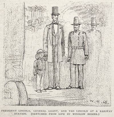 リンカーン大統領、グラント将軍、タッドリンカーン、1887年。 作： Winslow Homer