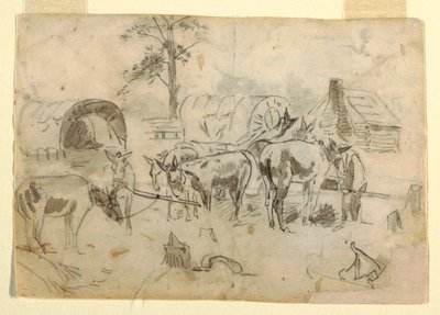 荷馬車につながれたラバの休息 作： Winslow Homer
