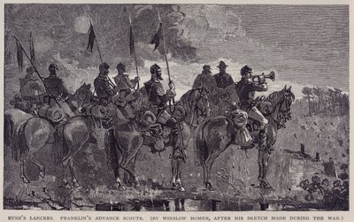 ラッシュのランサーズフランクリンの先遣斥候隊（1886年5月、センチュリー誌より 作： Winslow Homer