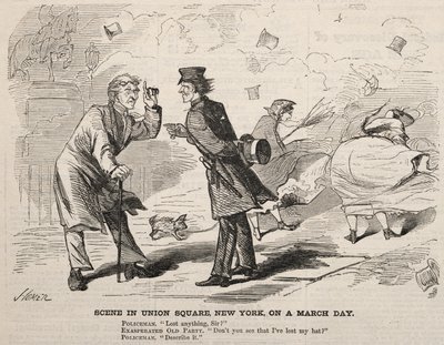 マーチの日のニューヨーク、ユニオン・スクエアの風景 作： Winslow Homer