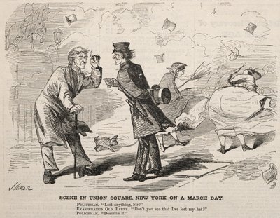 1860年3月の日のニューヨークのユニオンスクエアのシーン。 作： Winslow Homer