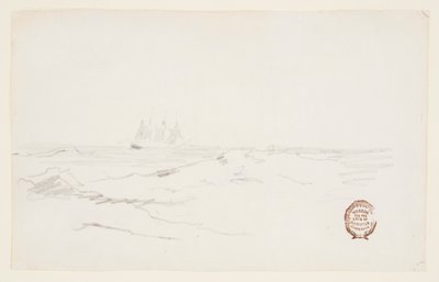 岩の多い海岸近くのスクーナー 作： Winslow Homer