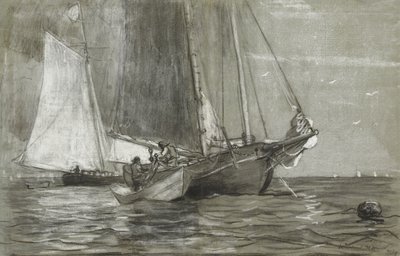 アンカーでのスクーナー、1884 作： Winslow Homer