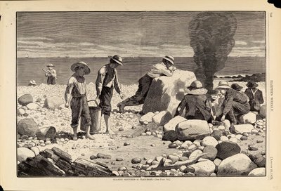 海辺のスケッチ--クラム・ベイク（『ハーパーズ・ウィークリー』1873年8月23日号より 作： Winslow Homer