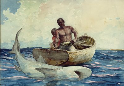サメ釣り、1885 作： Winslow Homer