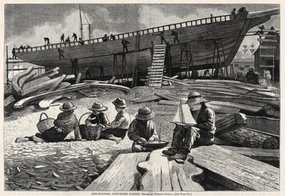 造船、グロスター港 作： Winslow Homer