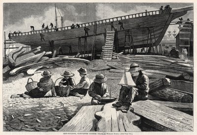 造船、グロスターハーバー、1873年。 作： Winslow Homer