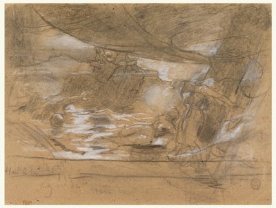 2 人の女性がマストに打ち付けられた船の甲板 作： Winslow Homer