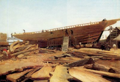 造船、グロスター、アメリカ、1871 作： Winslow Homer