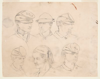 兵士の頭部に関する 6 つの研究 作： Winslow Homer