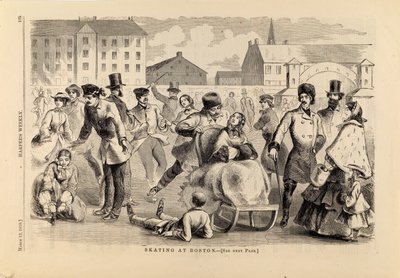ボストンのスケート、ハーパーズ・ウィークリー誌、1859年3月13日号より 作： ウィンスロー・ホーマー