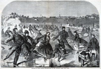 婦人用スケート池でのスケート--セントラルパーク（1860年1月28日付『ハーパーズ・ウィークリー』誌より 作： Winslow Homer