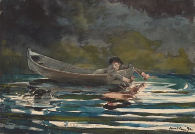 18911892年に描かれた「Hound and Hunter」のスケッチ。 作： Winslow Homer