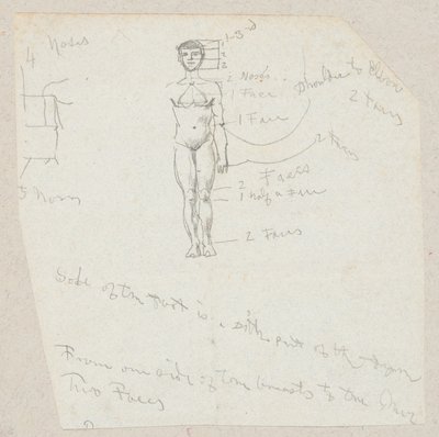 表記のある男性ヌードのスケッチ 作： Winslow Homer