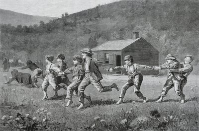 1873年9月20日、ハーパーズウィークリーのスナップザウィップ（新聞用紙に木版画） 作： Winslow Homer
