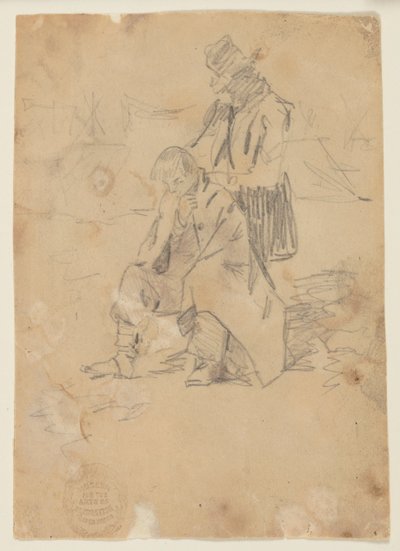 箱の上に座る兵士 作： Winslow Homer