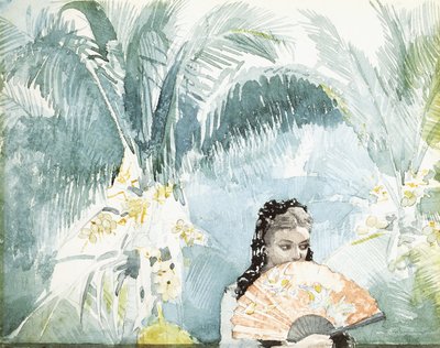 ファンを持つスペインの少女、1885 作： Winslow Homer