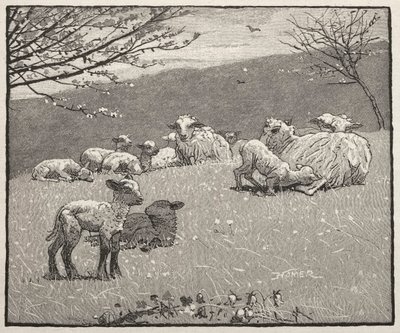 春の子羊、1880年。 作： Winslow Homer
