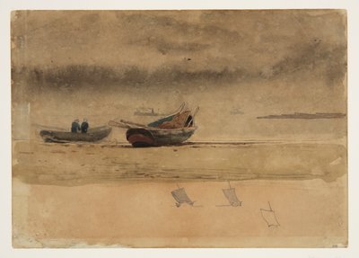 イングランドの 2 つの手漕ぎボートの船尾ビュー 作： Winslow Homer