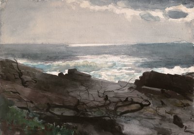 陽光と影、プラウト・ネック、1894年頃（水彩、アイボリー織物紙） 作： Winslow Homer