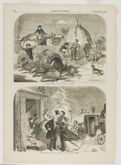 サンクスギビング・デイ-方法と手段、そしてサンクスギビング・デイ-オールドホームへの到着 作： Winslow Homer