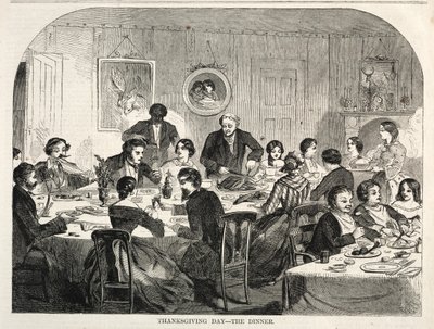 感謝祭-ディナー、1858年。 作： Winslow Homer
