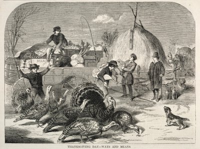 感謝祭-方法と手段、1858年。 作： Winslow Homer
