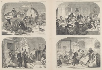Thanksgiving Day - Ways and Means［左上］、1858年発行。 作： Winslow Homer