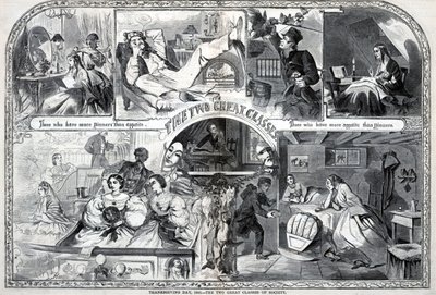 1860年12月1日、『ハーパーズ・ウィークリー』誌より、1860年感謝祭、社会の二大階級 作： Winslow Homer