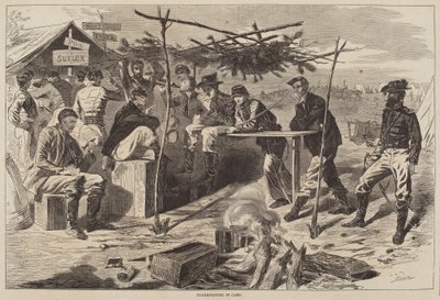 1862年に出版された「キャンプの感謝祭」。 作： Winslow Homer