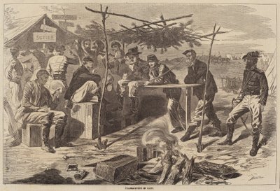1862年に出版された「キャンプの感謝祭」。 作： Winslow Homer