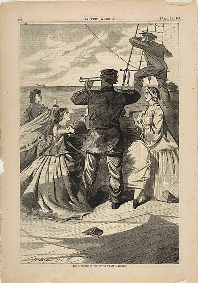 英国海賊 "アラバマ "の接近 作： Winslow Homer