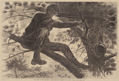 The Army of Potomac - A Sharp-Shooter on Picket Duty』1862年刊。 作： Winslow Homer
