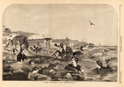 ニューポートでの入浴（1858年9月4日付『ハーパーズ・ウィークリー』誌より 作： ウィンスロー・ホーマー